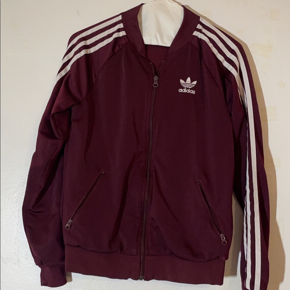 Adidas maroon track jacket